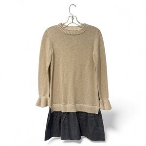 Crewcuts J Crew Metallic Knit Sweater dress denim skirt Holiday sz XL 14